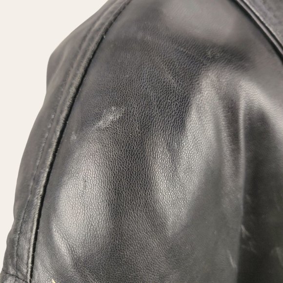 Vintage 1980s Supple Black Leather Trench Coat NEW WAVE French Tradition Express - Picture 8 of 16
